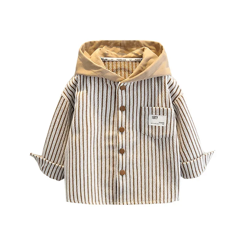 Trendy Long Sleeve Striped Shirt for Boys Thin Hooded Jacket Autumn Spring Baby Clothes from Mainland China AE Stock