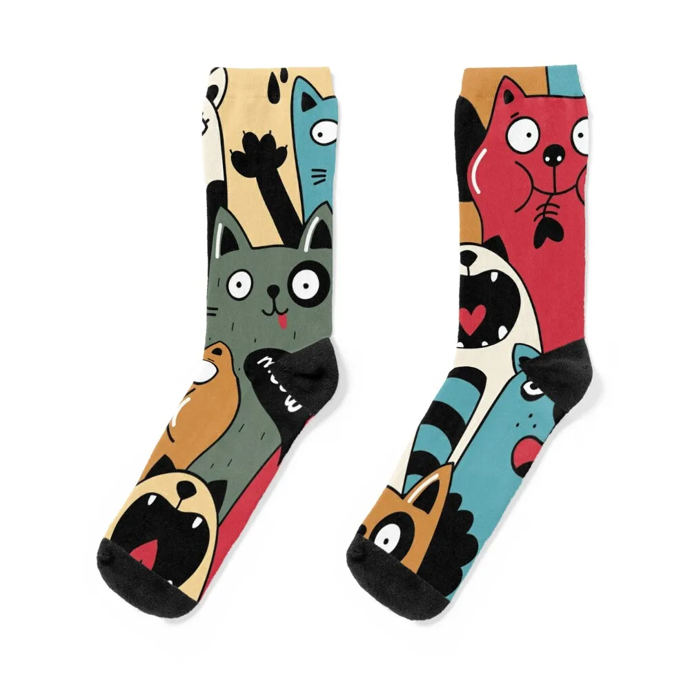 

Dumb Meow Cat Pattern Socks Thermal man winter basketball with print designer brand Socks Woman Men's