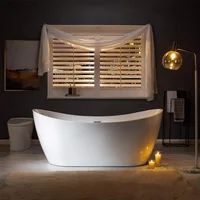 71" Acrylic Freestanding Bathtub with Brushed Nickel Overflow and Drain，Bottom with Stainless Steel Bracket Makes，Bathtub 2