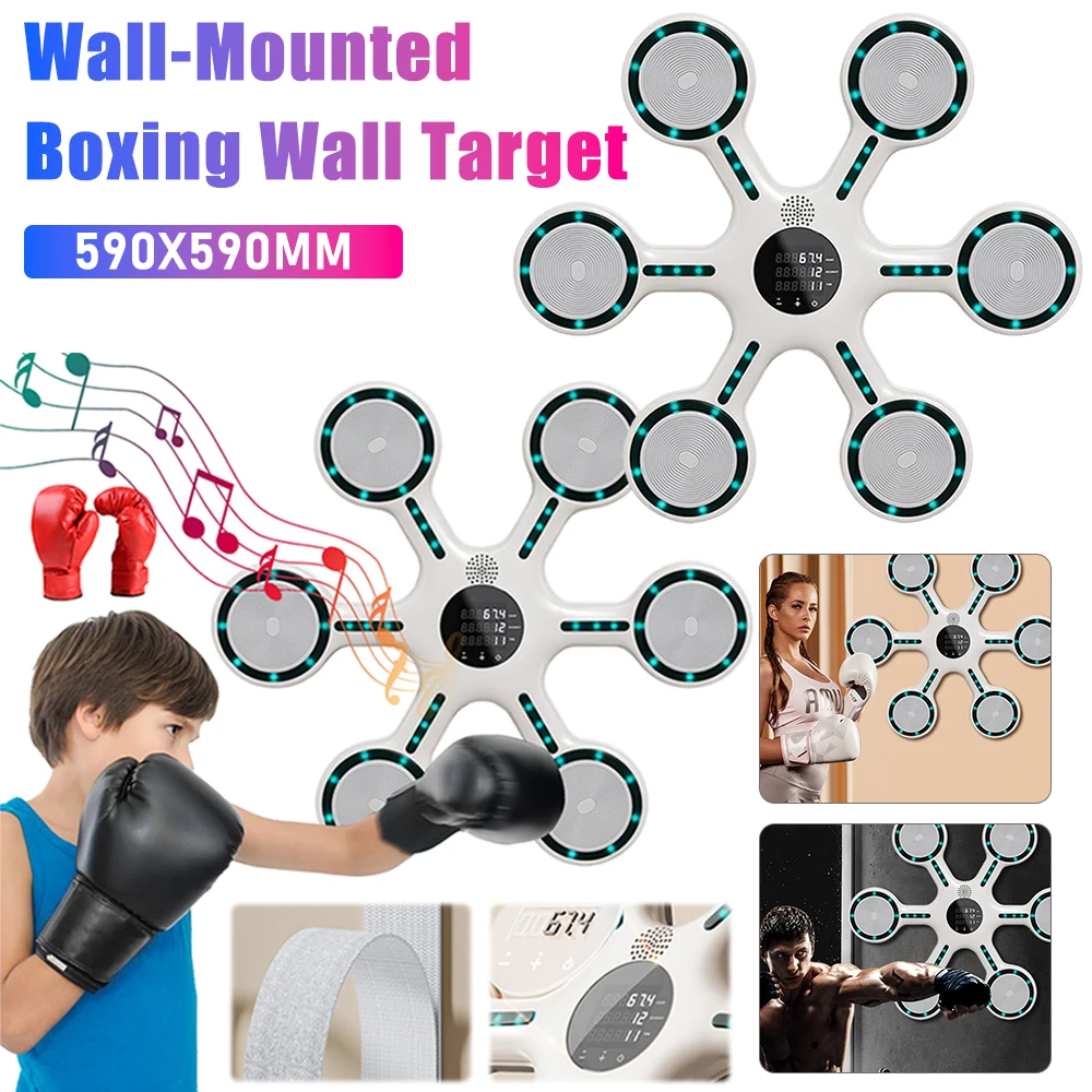Smart Music Boxing With Bluetooth Wall-Mounted Boxing Wall Target Adjustable Speed Puncher For Home Exercise Adult/Childr