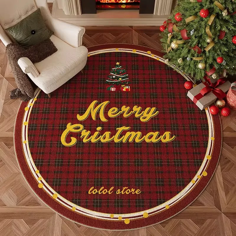 Christmas Theme Living Room Carpet Retro Snowflake Elk Bedroom Rug Holiday Home Decoration Plaid Cloakroom Mat 러그 Ковер Alfombra