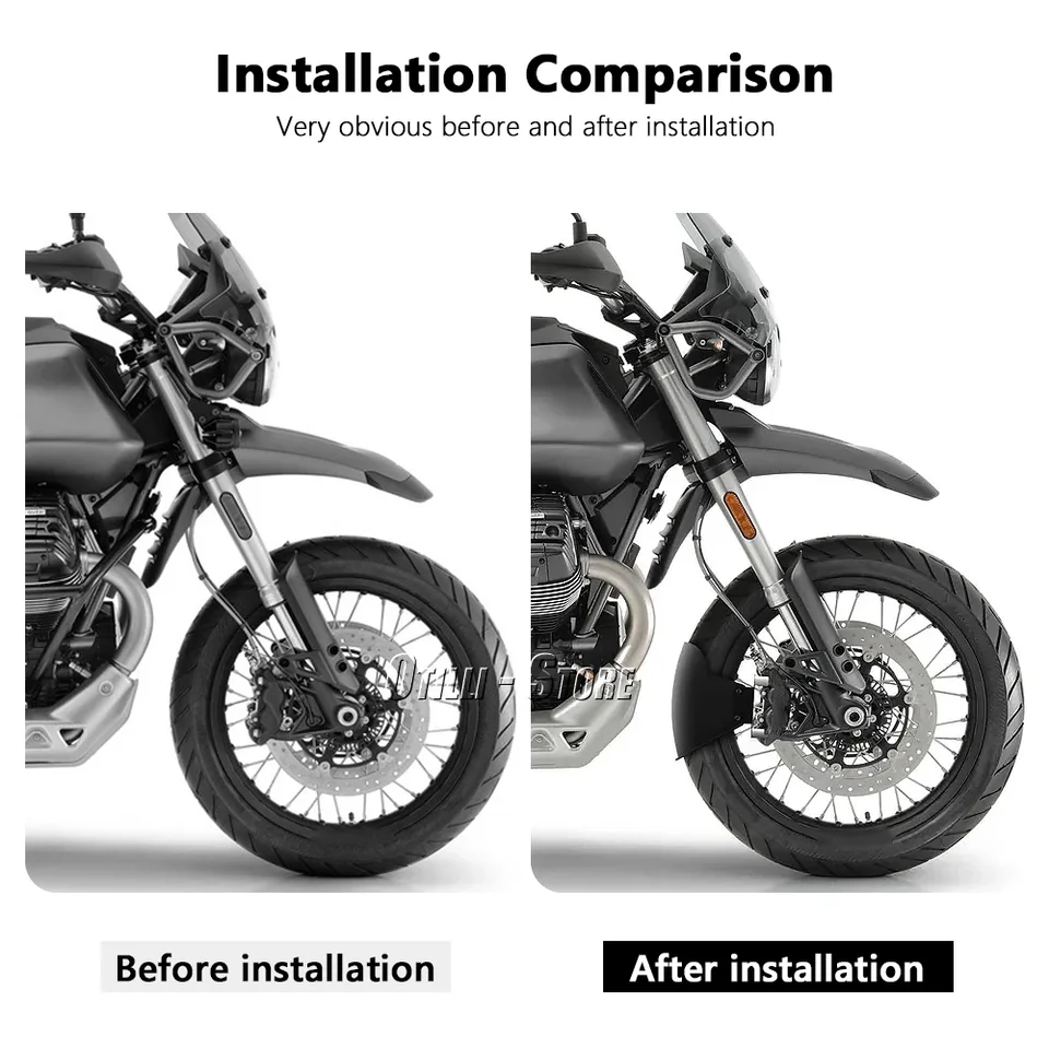 Parafango Anteriore Corto Nero Per Moto Guzzi V85 TT – ABS, Protezione Da Fango E Detriti, Modelli 2019-2024