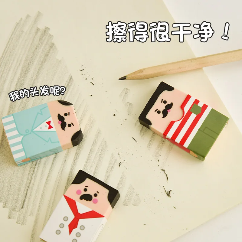Creative Pencil Eraser Baldness Old Man Eraser Student Stationery School Office Supplies for Kids pencil eraser