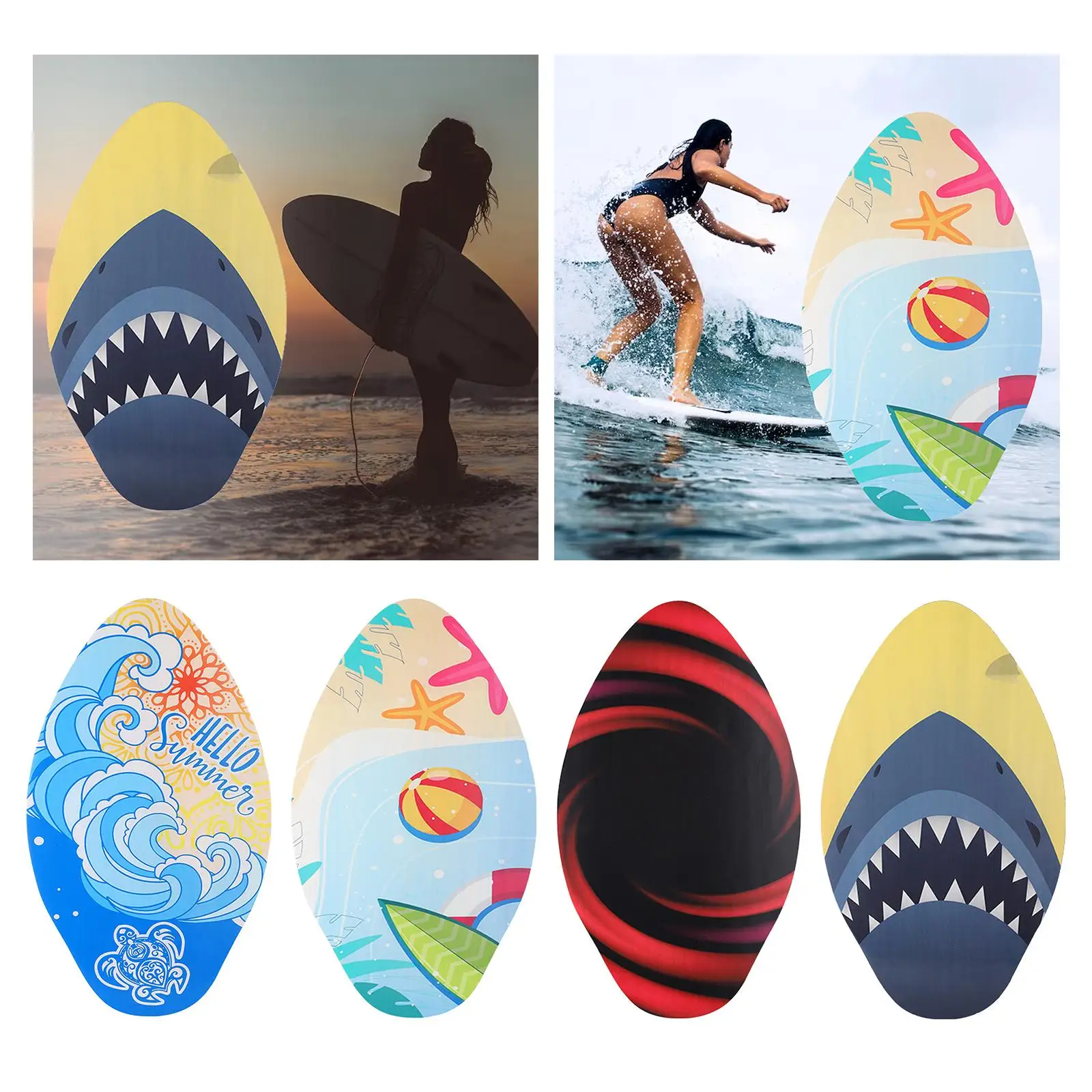 

Skimboard Universal Standing with High Gloss Coating Surf Board Beach Sand Board