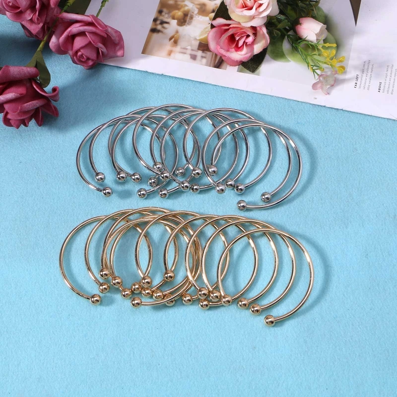 10Pieces White Silver Plated Bangle Bracelet Screw End Ball Cuff Charm Beads DIY Jewelry for Women Men Cuff Bangle Gifts 2
