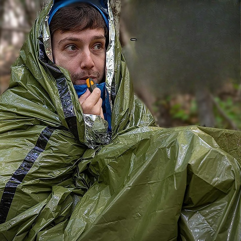 Portable Survival Blanket  Film Bivy Sack Warm Windproof Waterproof Emergency Sleeping Bag Camping Outdoor Equipment
