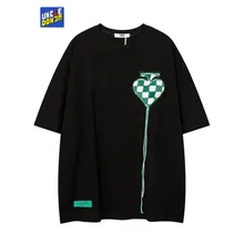 

UNCLEDONJM Graphic t shirts heart embroidery short sleeve t shirt men fashion oversized t shirts men summer Tops Tees