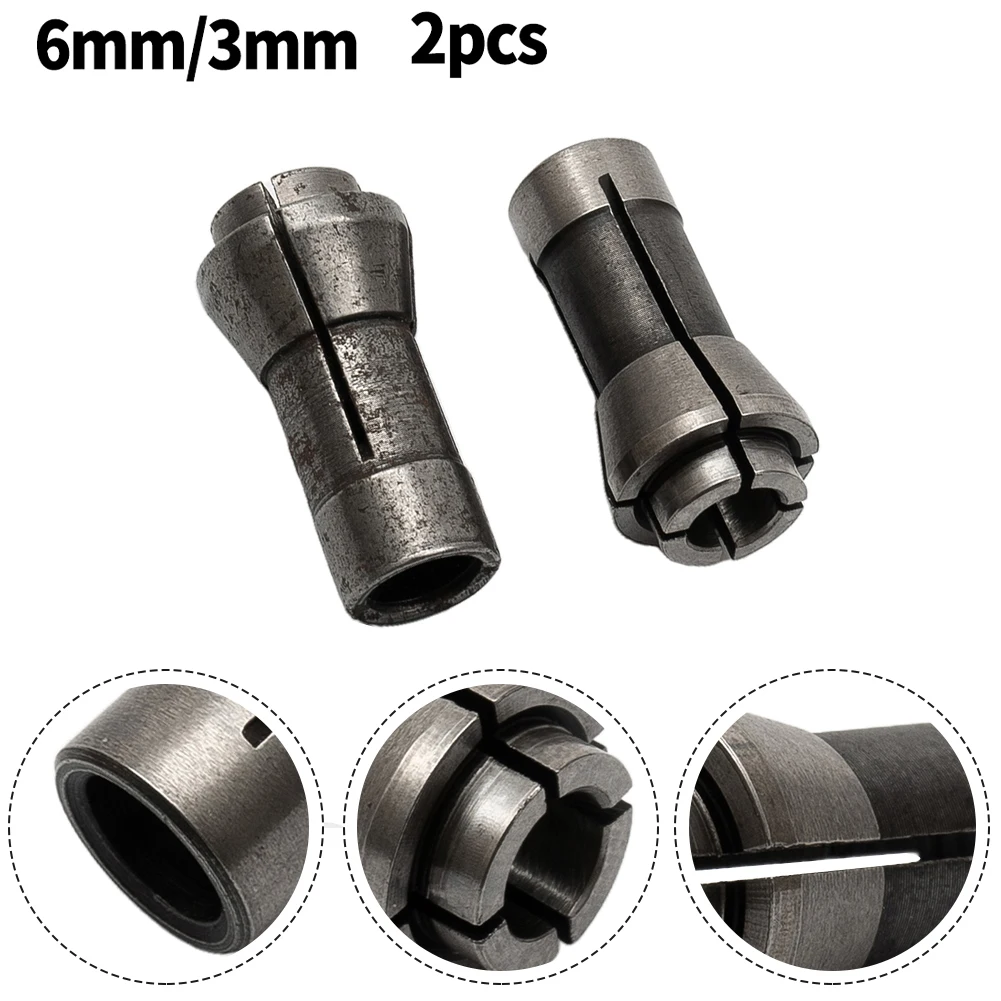 

2pcs Router Bit Collet 3mm/6mm Hole Alloy For Chuck Conversion Trimming Engraving Machines Shanks Tools Woodworking Power Tool