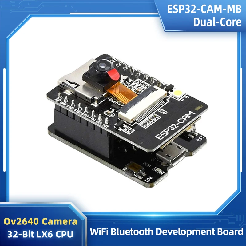

ESP32-CAM-MB WiFi Bluetooth Development Board ESP32 Dual-core Wireless Development Board with OV2640 Camera TF Card Module