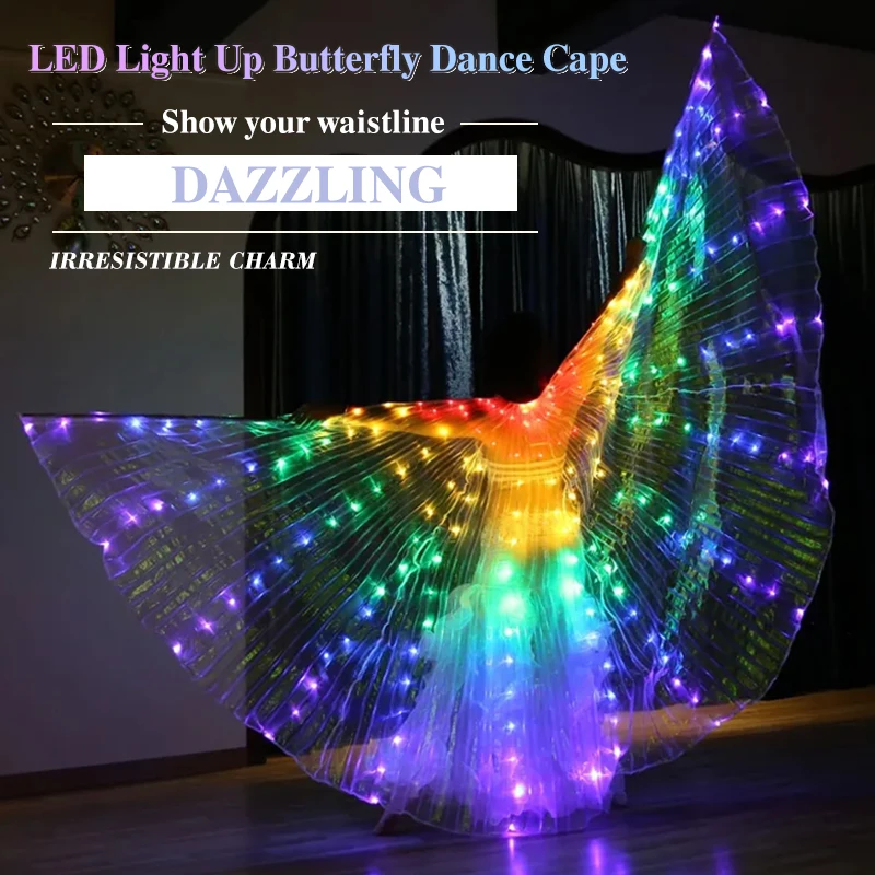 

Led Butterfly Wings For Women Belly Dancer Costume Angel Wings Light Up Wings Kids Neon Party Rave Halloween Cosplay Adult Kids