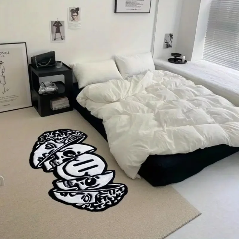 VIKAMA Teppich, amerikanischer kreativer großer Teppich mit Totenkopfmuster, weicher, flauschiger, einzigartiger Teppich für Wohnzimmer, Schlafzimmer, Heimdekoration – Detail 4