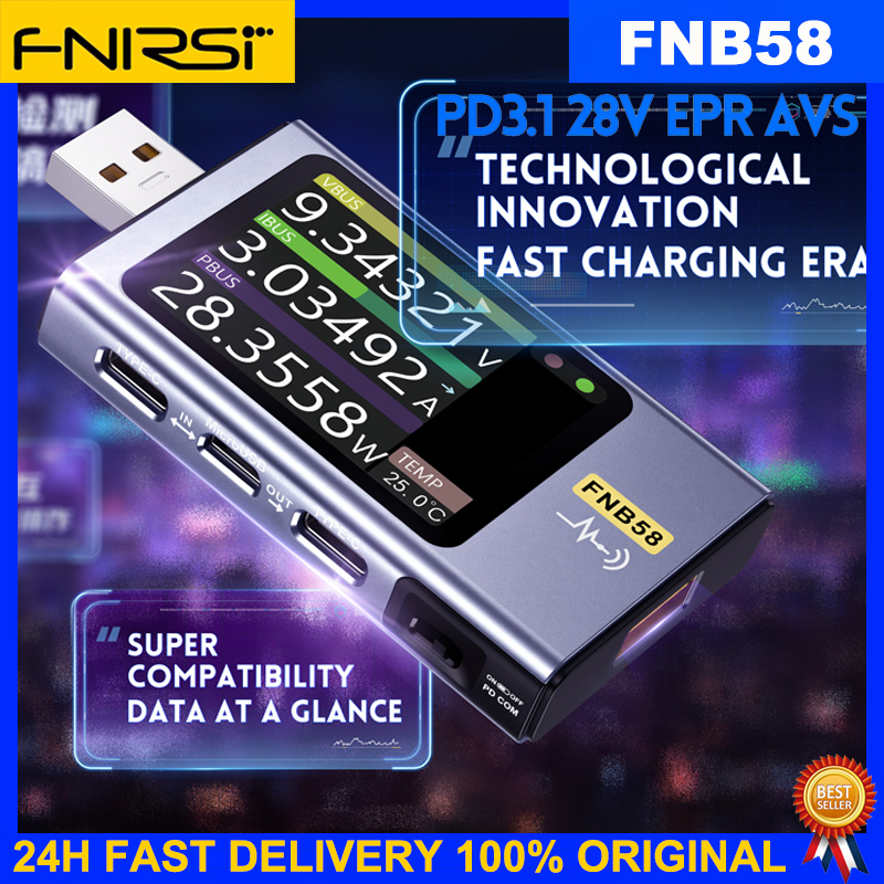 Fnirsi FNB58 USB Tester Voltmeter Ammeter  Fast Charge TYPE-C Detection Trigger Capacity Measurement Ripple Measurement