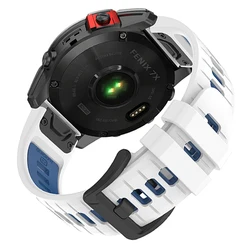 Premium Silicone QuickFit Strap for Garmin Watches - 22mm and 26mm Options Available (White Blue)
