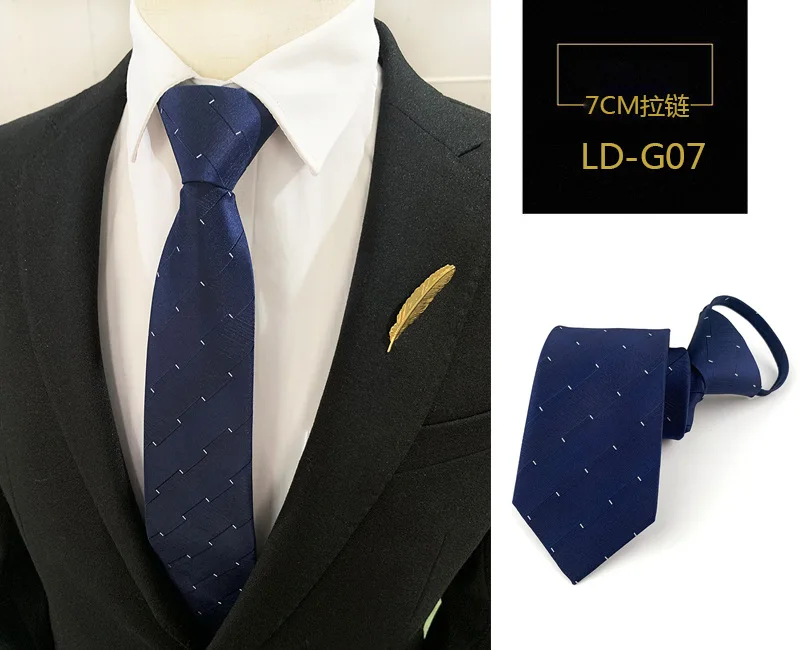 Mode 7 cm Herren Krawatte vorgebunden leicht zu tragen Krawatte Reißverschluss faul vorgebunden Streifen Dot Plaid Business Hochzeit Krawatte für Mann – Detail 29
