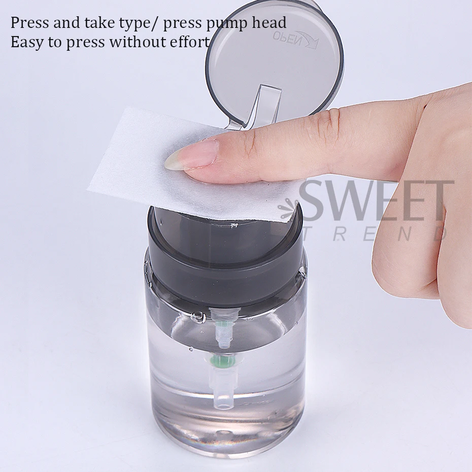 Description Picture 3 of item100ml Nail Refillable Empty Press Pump Bottle Clear Black Dispenser Liquid Container Remover Cleaner Polish Makeup Manicure Tool