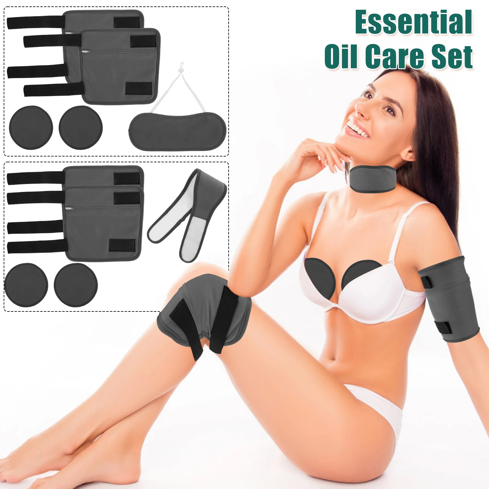 

3Pcs Neck Essential Oil Pack Set with Chest Pads Washable Reusable Calf Essential Oil Wrap Mess-Free Oil Pack Wrap Adjustable