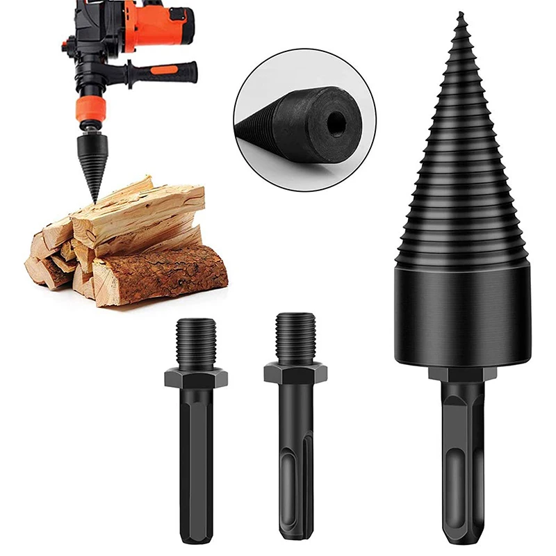 32/38/42mm Wood Drill Bit Twist Firewood Splitting Drill Bit Wood Splitter Screw Cones Bit Square Round Hex Shank Woodworking