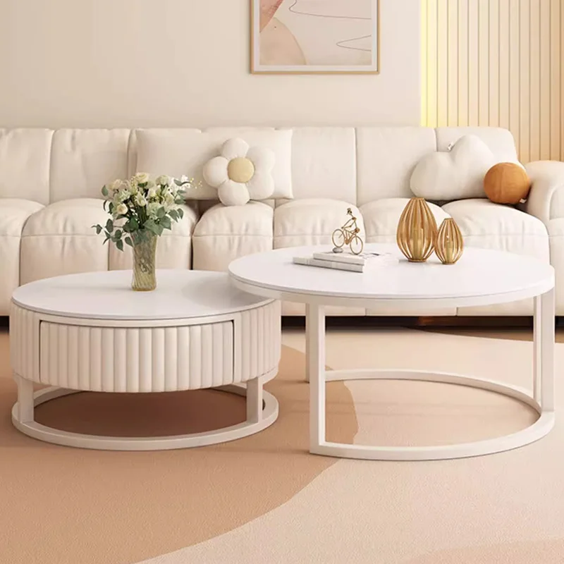 Storage Design Coffee Tables White Living Room Round Luxury Coffee Tables Modern Minimalist Stoliki Kawowe Home Furniture round nordic coffee tables living room bed side small modern marble console table nightstands gold muebles bedroom furniture