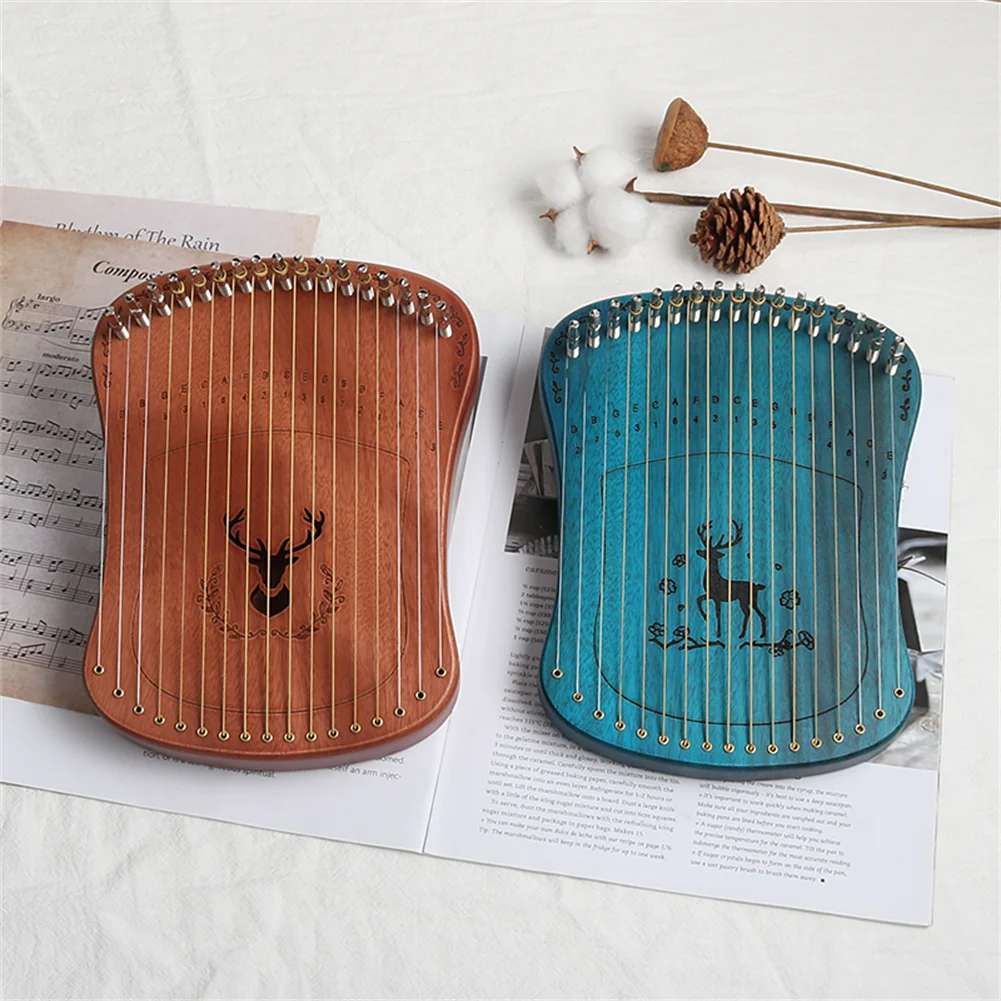 17 Metal Strings Harpika Mini Lyre Harp Mahogany Plate Keyboard Finger Piano With Tuning Wrench Spare Strings harp musical instrument