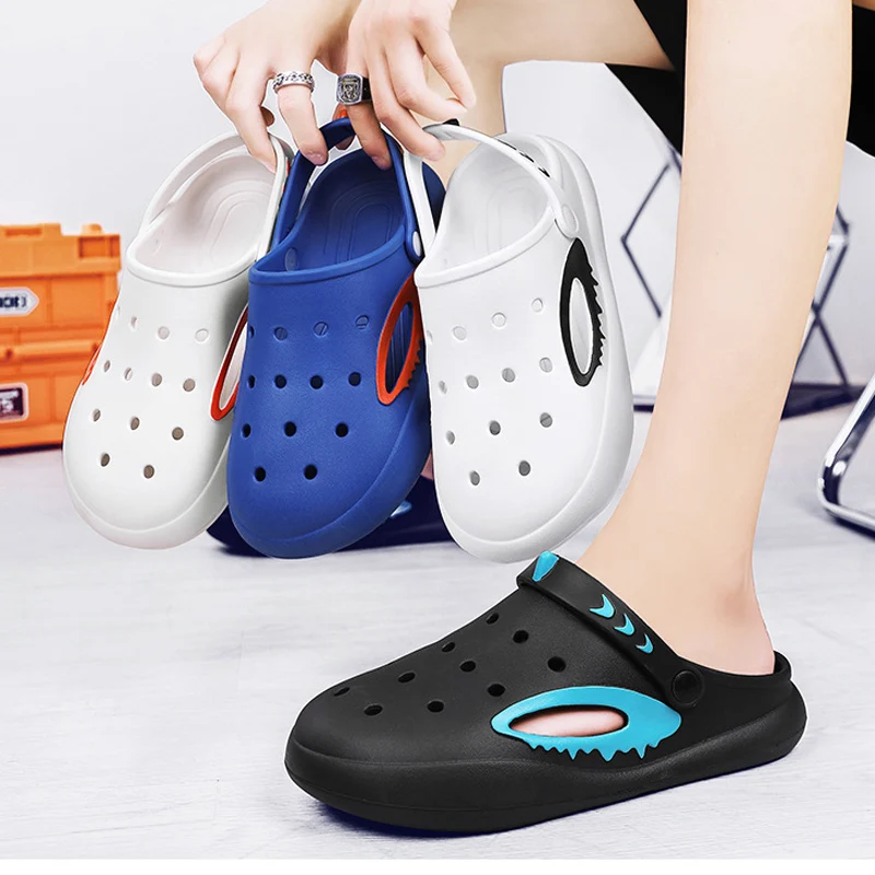 

2023 Summer Men's EVA Hole Slippers Casual Hollow Sandals Dual-use Clogs Couple Water Beach Shoes Parent-child Anti-slip Sports
