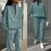Casual Long Sleeve Sweatshirts and Trousers Fleece Two Piece Sets Lady Suit Women's Tracksuit Autumn Warm Hoodie 4
