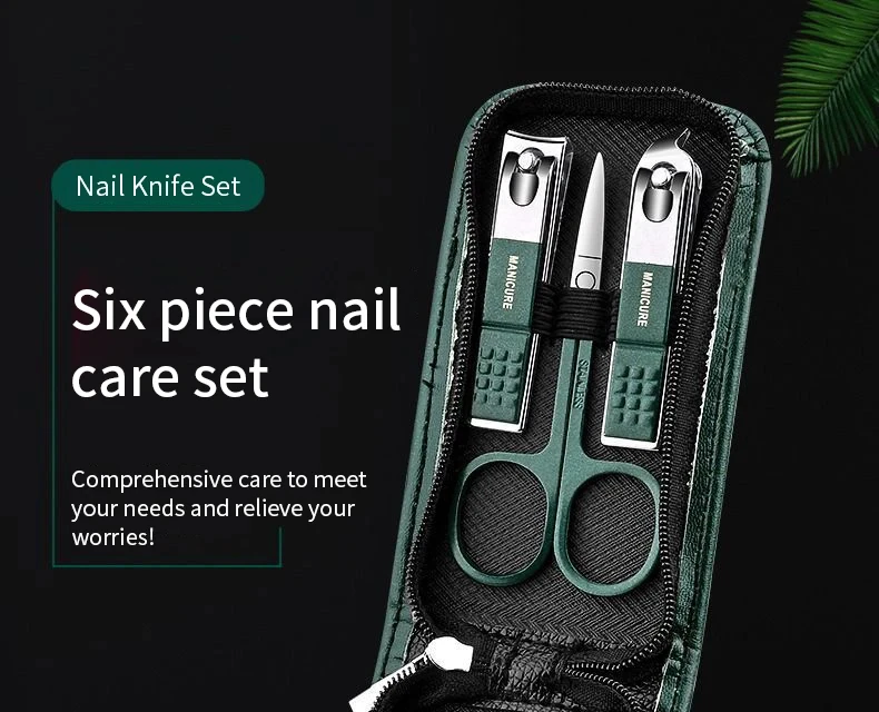 Description Picture 2 of itemGermany 6 Pcs Portable Luxury Manicure Sets Pedicure Kits Bright Black Nail Clipper Set Personal Care Tools Eyebrow Scissors