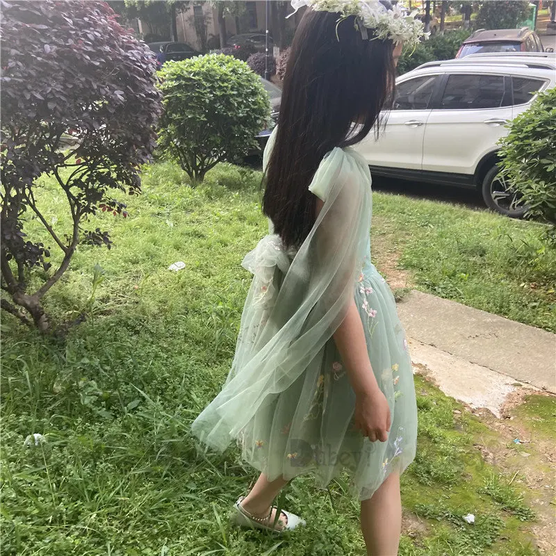 Baby Floral Bow Sleeveless Summer Dress - Embroidered Ballerina Tutu Outfit
