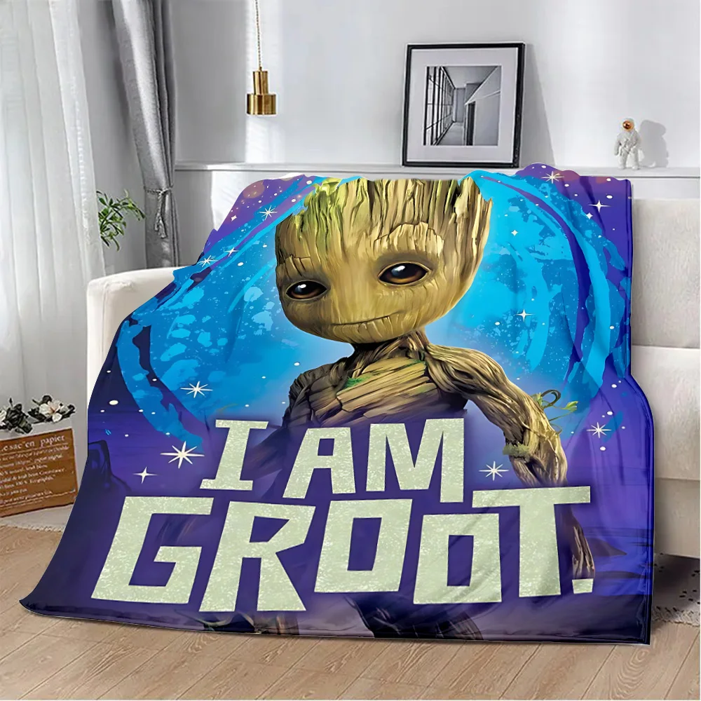 Marvel Cute Groot Printed Blanket Picnic Blankets Warm Blanket Soft and Comfortable Blanket Home Travel Birthday Gift 2