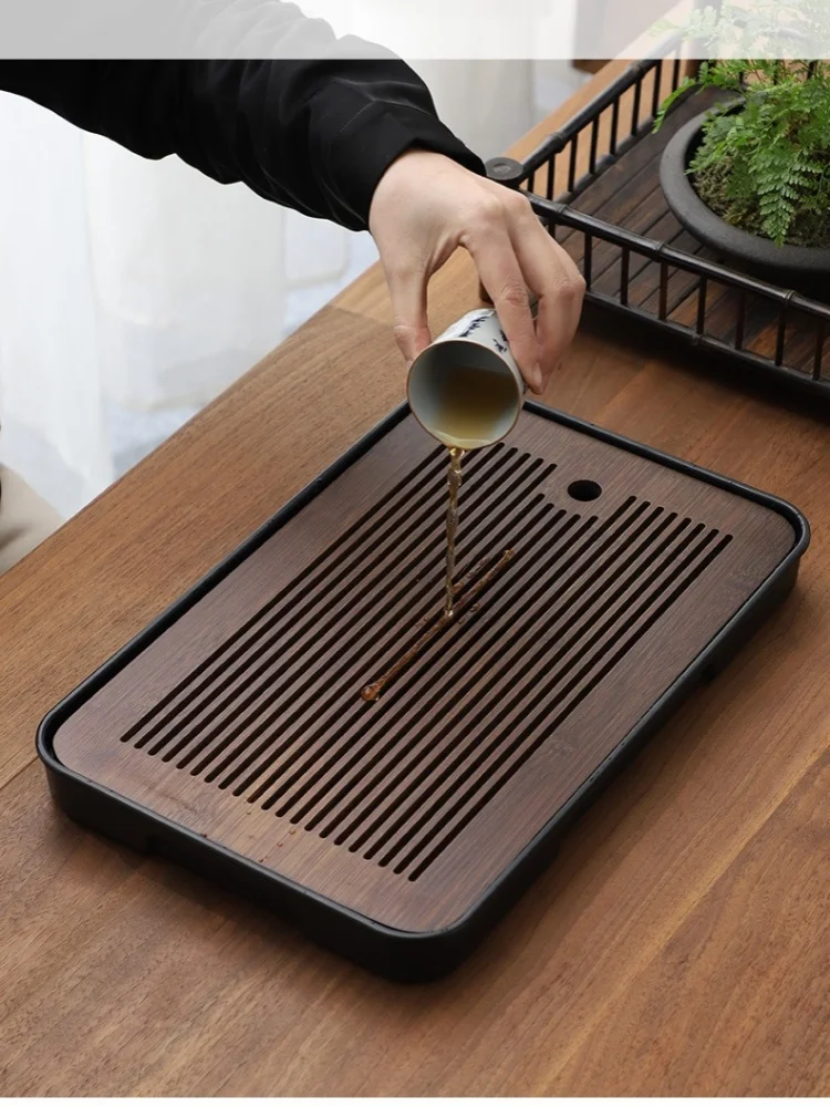 Description Picture 6 of item1Pcs Portable Bamboo Tea Tray Small Household Tea Tray Simple Kung Fu Tea Set Drainage Storage Drainage Dry and Wet Dual Use