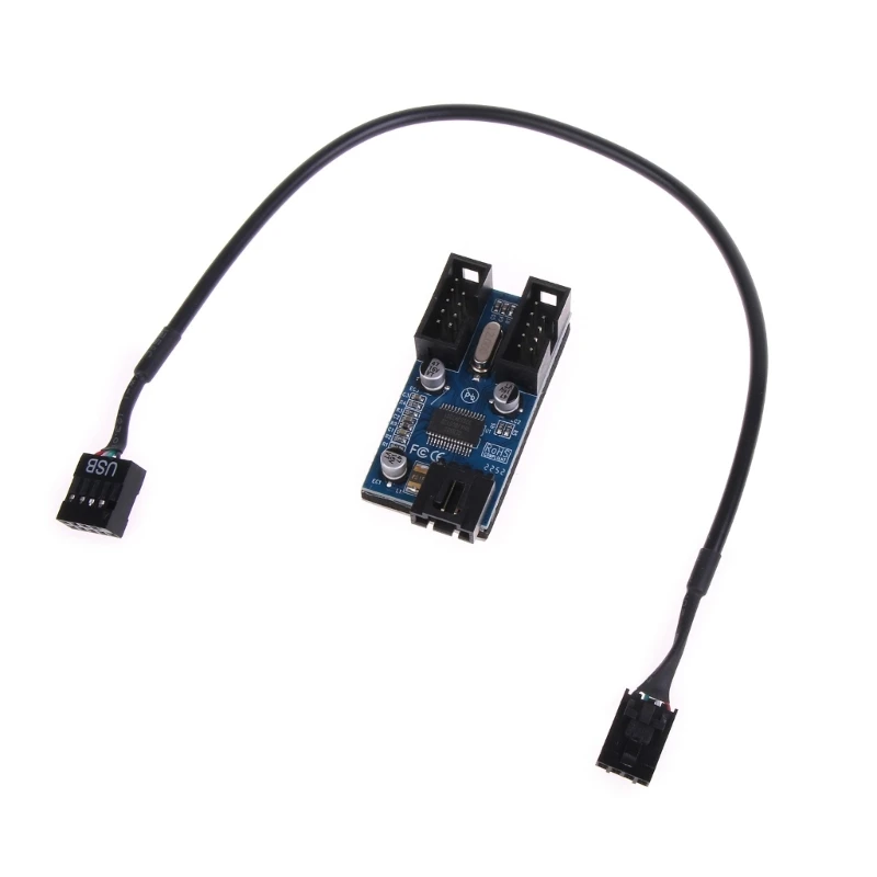 

9Pin USB Header Splitter 1 to 2 Female Extension Cable Card for Motherboard