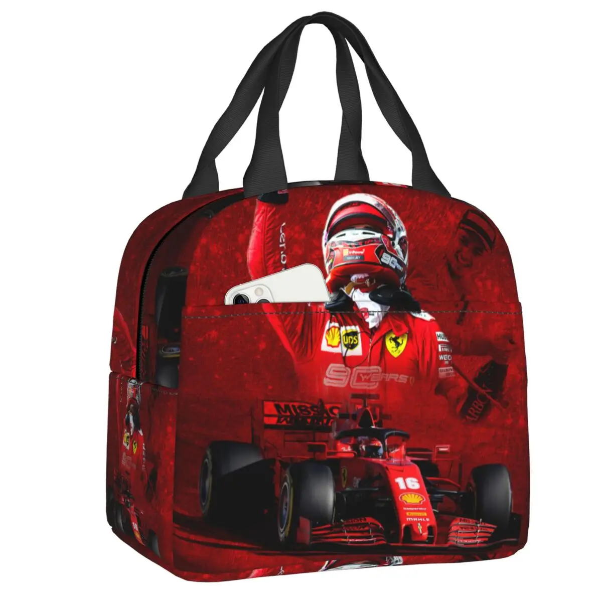 

Formula One Leclerc Charles Insulated Lunch Bag for Work School Monaco Racer Waterproof Cooler Thermal Lunch Box Women Children