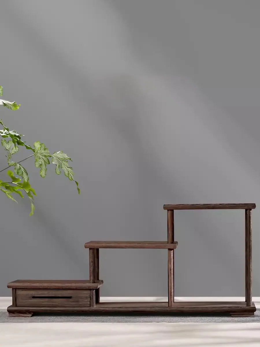 Solid Wood Tea Cup Rack, Mahogany Desktop Storage Rack, New Chinese Tea Pot and Tea Set Display Rack