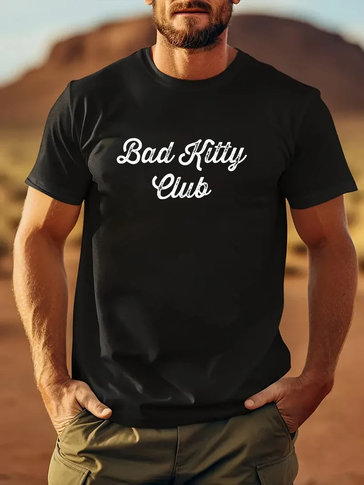 

Футболка мужская с надписью Bad Club, свободная тенниска с коротким рукавом, хлопковая майка с принтом, модная одежда