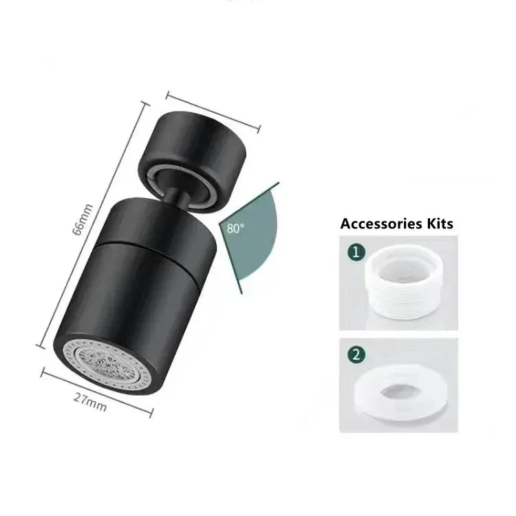 Enhanced Kitchen Faucet Spray Head with Adjustable 360° Rotating Aerator, Dual-Mode Functionality, and Splashback Filter