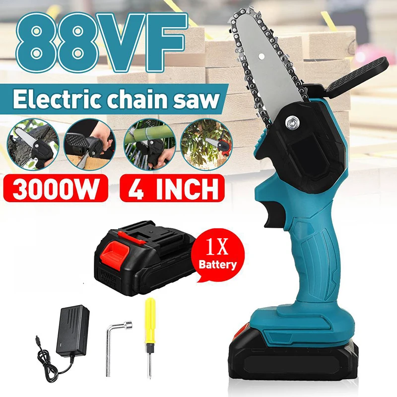 

4 inch Electric Chainsaw Hand-Held Electric Pruning Saw Garden Tools Felling Tree Saw With One Electricity And One Charge