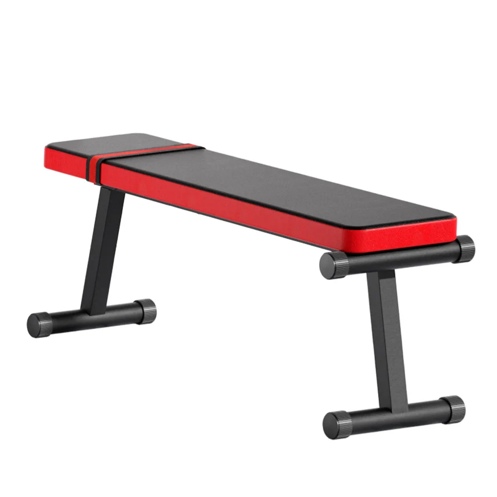 Indoor Home Use Bodybuilding Fitness Equipment Steel Barbell and Flat Bench for Sit-Up Training Metal Material