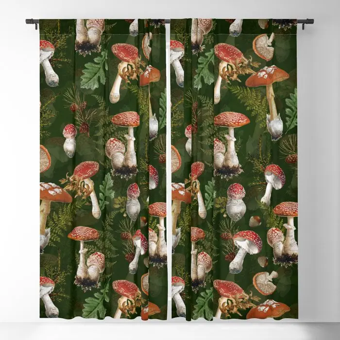 

Vintage Green Mushroom Forest Blackout Curtains 3D Print Window Curtains for Bedroom Living Room Decor Window Treatments