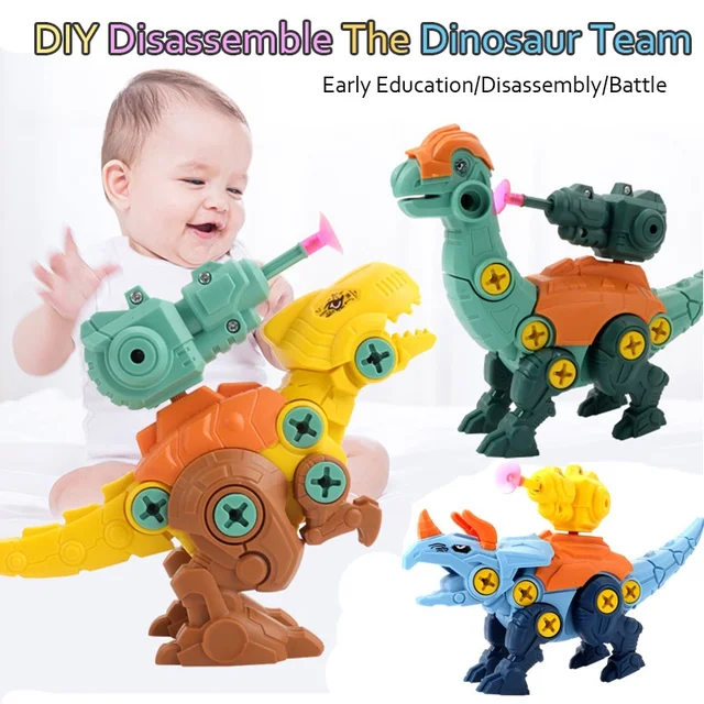 New Children's Dinosaur Construction Boy Toy Set Educational Designer Model Screwdriver Disassembly Assembly Puzzle Toys for Kid 1