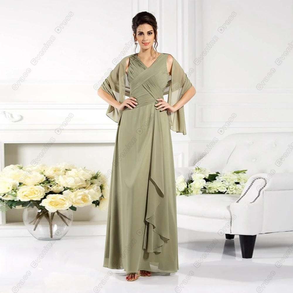 Cap Sleeve Mother of Bride Dresses for Women Beach Chiffon Wedding Party Dresses Sleeveless Robe De Soir&eacute;e Summer