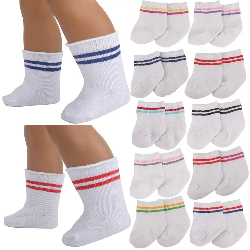 

43CM Doll Socks Fashion Colourful Stripe Cotton Sports Socks For Fit 18 Inch Doll Clothes Accessories Change Dressing Game Toys