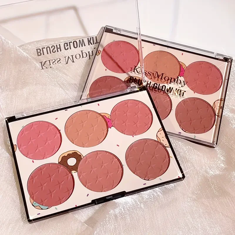 6-color blush palette, matte effect, natural long-lasting, high pigment, daily multi-color makeup set 6