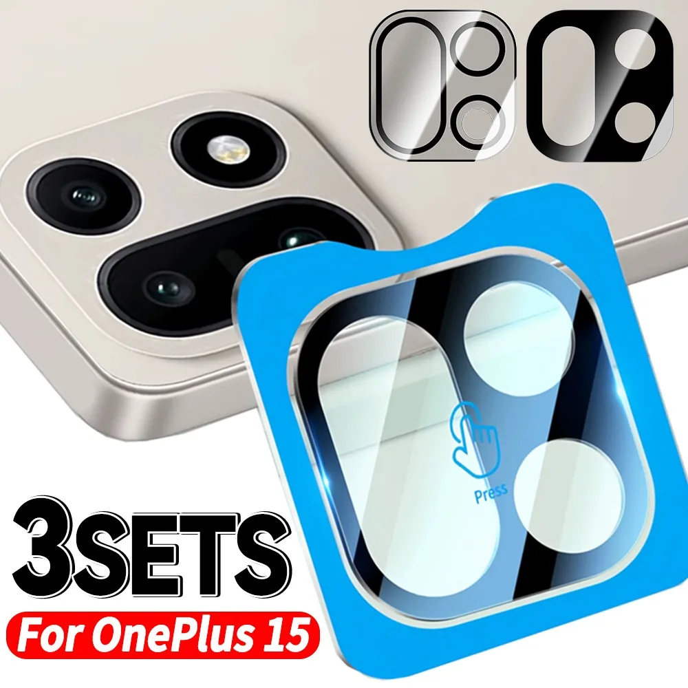 1-3PACK Tempered Glass for OnePlus 15 HD Clear&Black Glass Lens Protector Easy Install for One Plus 15 Mobile Phone Camera Film