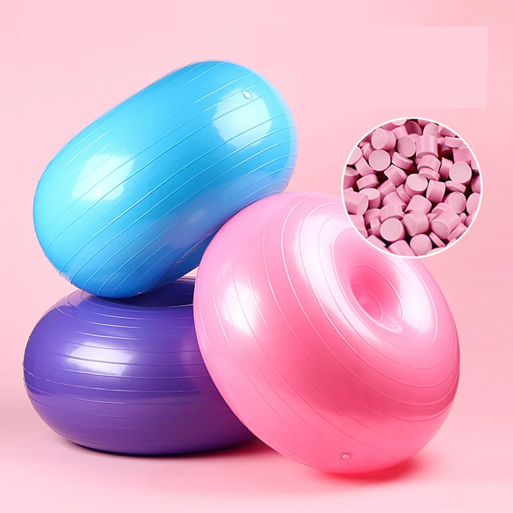 Yoga Auxiliary Ball Donuts Shaped Fitness Ball Explosion-proof Exercise Balance for Home Inside with Air Pump (Light B