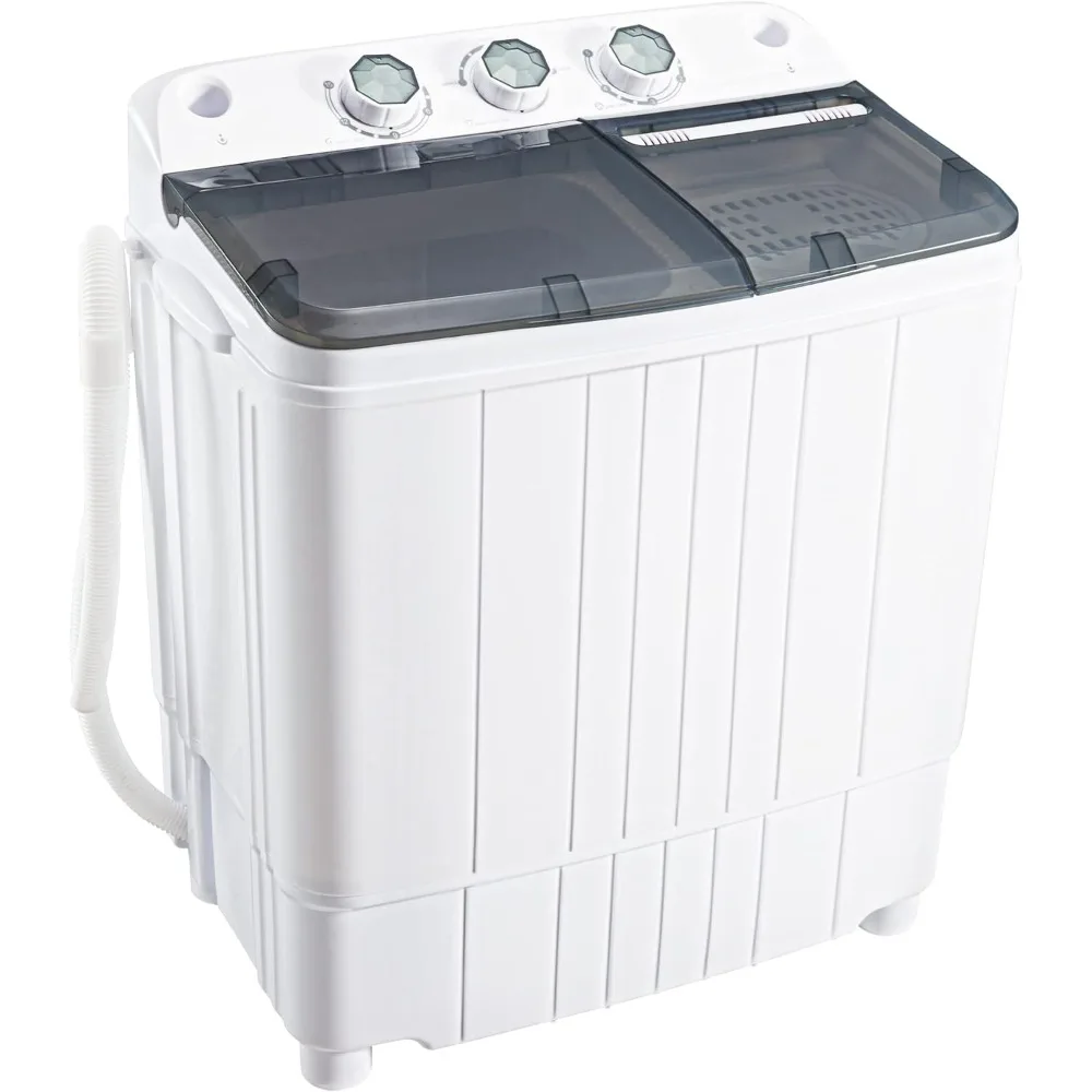 

Washer Machine, Portable 17.6LBS Capacity Mini 2 in 1 Compact Twin Tub Laundry with Built-In Gravity Drain Pump, Washer Machine