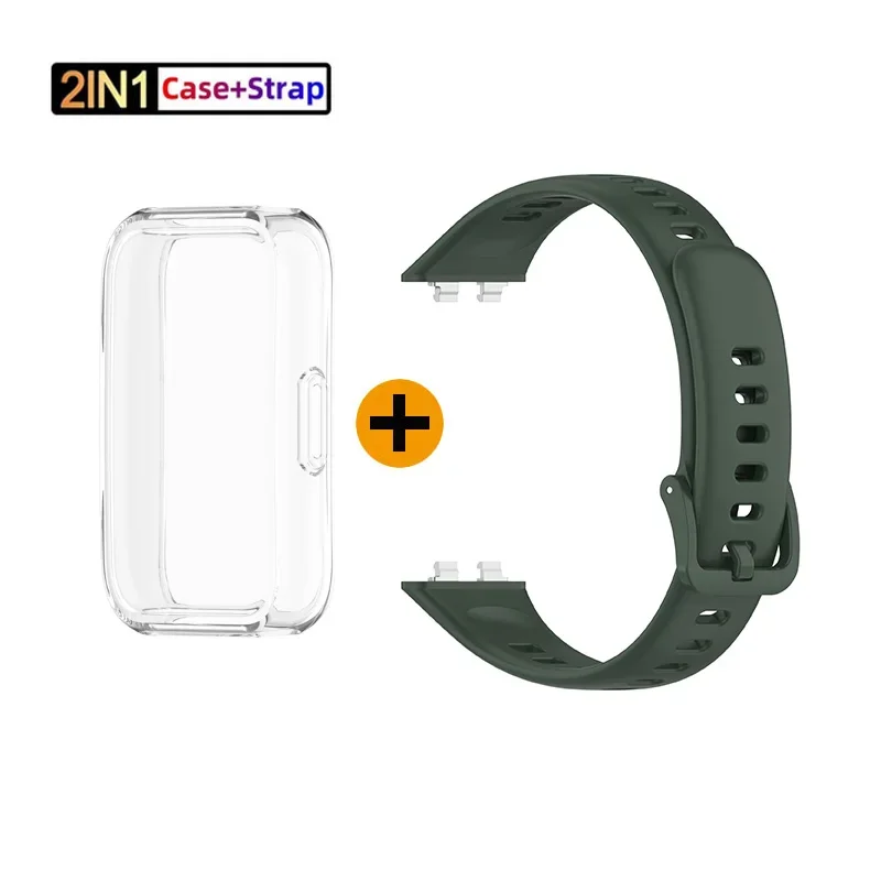 Silicone Sport Bracelet with Full Screen Protector and Strap Case Cover for Smart Band Accessories