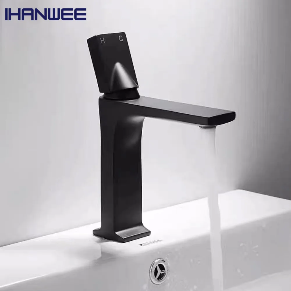 

Sink Counter Waterfall Bathroom Sink Water Tap Basin Mixer Hot & Cold Tap Deck Mounted Chrome Square Single Lever Faucet