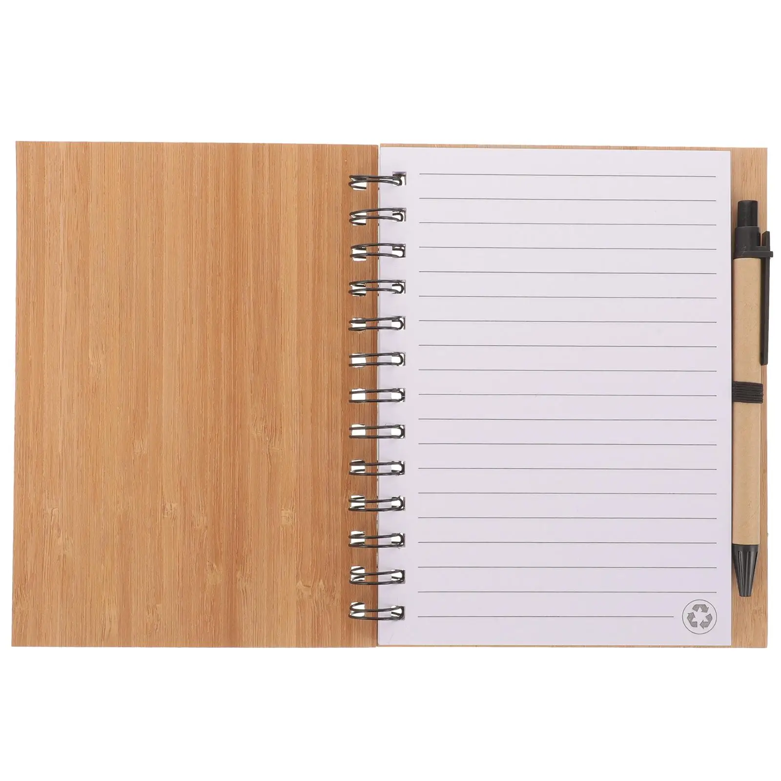 Bamboo Cover Notebook Spiral Journal Small Recording Office Supplies Compact Planner Notepad Multi Function Daily Use Memo Pad