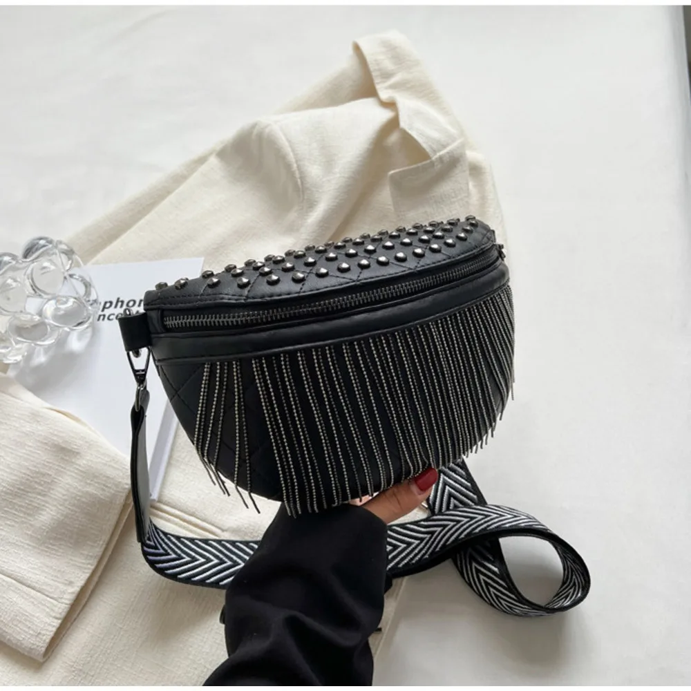 Design de nișă, geantă de talie înaltă cu ciucuri, la modă, pentru femei, 2024, nouă și versatilă, la modă, tip crossbody_voghion.com