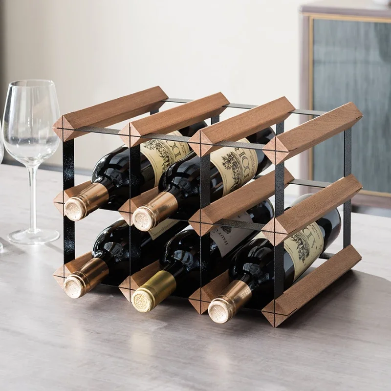 Fashion Styles Red Wine Rack Ornaments Solid Wood Wine Cabinet Bottle Storage Rack Grid Bracket for Home Decor #IV0025