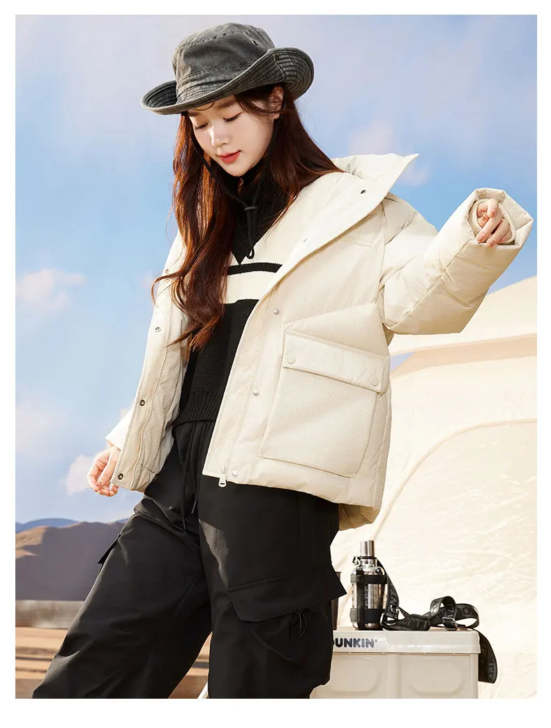 Description Picture 3 of itemShascullfites Melody Candy Color Down Jacket Women Hooded Down Coat Korean Thick Warm Outerwear Women's Clothing Short